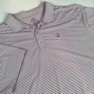Peter Millar Seaside Wash Shirt Men's Size XXL Purple Striped‎ Golf Casual